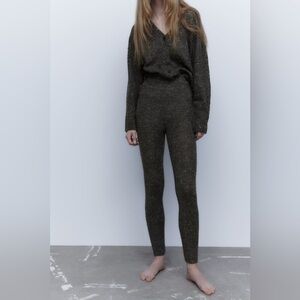 NWT ZARA Knit Leggings with Ribbed Trims. Size S.